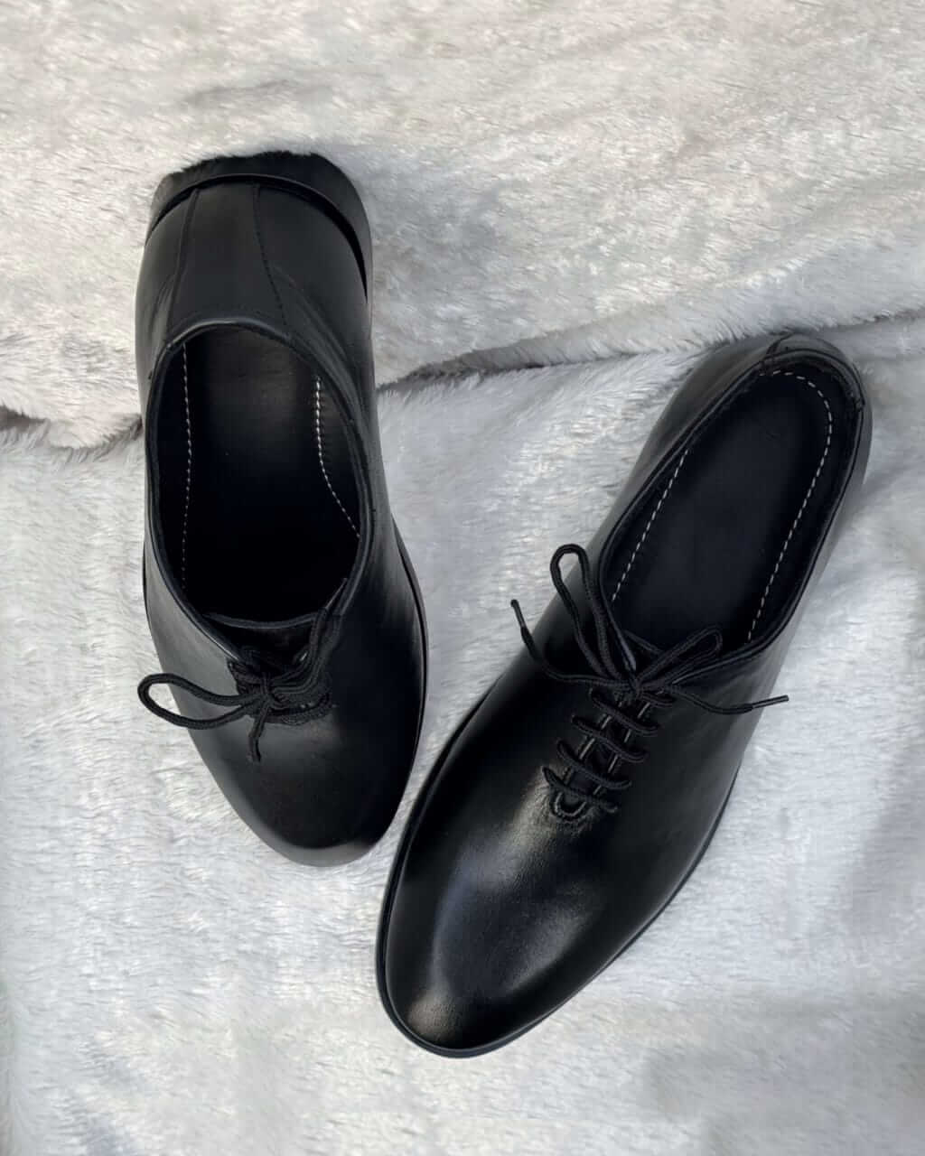 Cowcci Black Oxford Shoes – Handmade Pure Cow Leather Formal Shoes